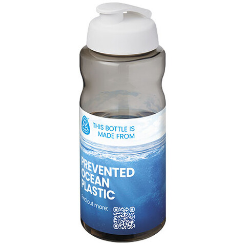 H2O Active® Eco Big Base 1L Sportflasche mit Klappdeckel, kohle, weiss bedrucken, Art.-Nr. 21017893 H2O Active® Eco Big Base 1L Sportflasche mit Klappdeckel, kohle, weiss bedrucken, Art.-Nr. 21017893