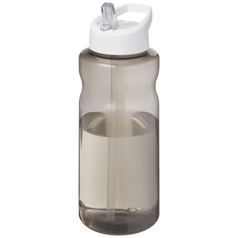 H2O Active® Eco Big Base 1L Sportflasche mit Ausgussdeckel, kohle, weiss bedrucken, Art.-Nr. 21017991