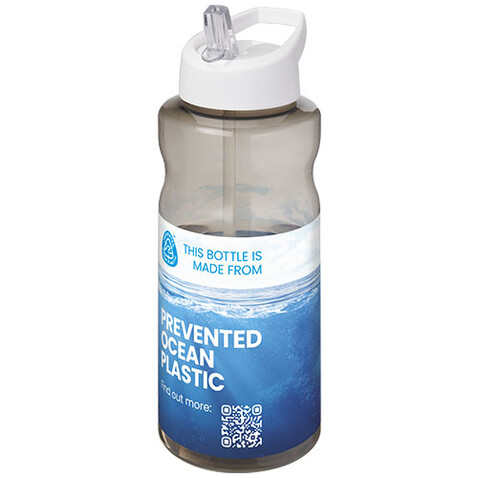 H2O Active® Eco Big Base 1L Sportflasche mit Ausgussdeckel, kohle, weiss bedrucken, Art.-Nr. 21017991