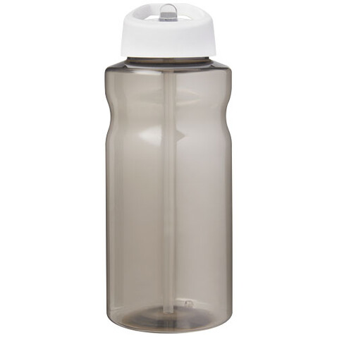 H2O Active® Eco Big Base 1L Sportflasche mit Ausgussdeckel, kohle, weiss bedrucken, Art.-Nr. 21017991