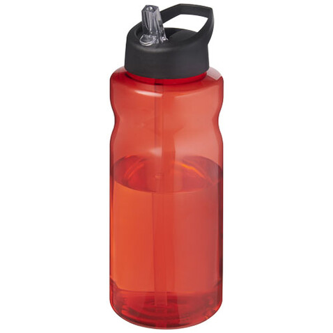 H2O Active® Eco Big Base 1L Sportflasche mit Ausgussdeckel, rot, schwarz bedrucken, Art.-Nr. 21017995