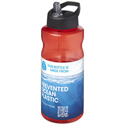 H2O Active® Eco Big Base 1L Sportflasche mit Ausgussdeckel, rot, schwarz bedrucken, Art.-Nr. 21017995