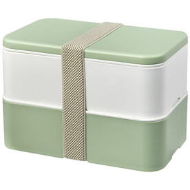 MIYO Renew Doppel-Lunchbox, elfenbeinweiß, seaglass green, kieselgrau bedrucken, Art.-Nr. 21018202