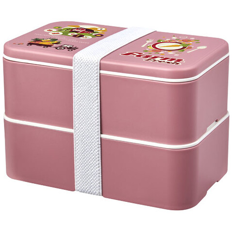 MIYO Renew Doppel-Lunchbox, rosa, rosa, weiss bedrucken, Art.-Nr. 21018241
