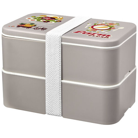 MIYO Renew Doppel-Lunchbox, kieselgrau, kieselgrau, weiss bedrucken, Art.-Nr. 21018282 MIYO Renew Doppel-Lunchbox, kieselgrau, kieselgrau, weiss bedrucken, Art.-Nr. 21018282