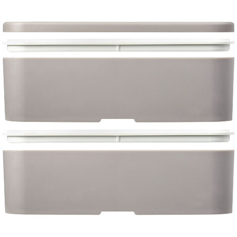 MIYO Renew Doppel-Lunchbox, kieselgrau, kieselgrau, weiss bedrucken, Art.-Nr. 21018282 MIYO Renew Doppel-Lunchbox, kieselgrau, kieselgrau, weiss bedrucken, Art.-Nr. 21018282