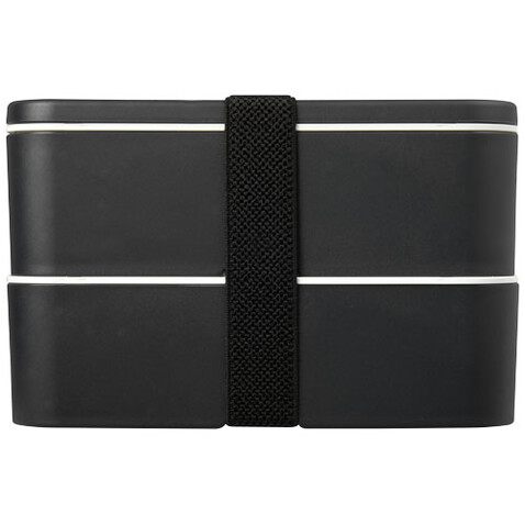 MIYO Renew Doppel-Lunchbox, granitfarben, granitfarben, schwarz bedrucken, Art.-Nr. 21018283