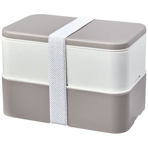 MIYO Renew Doppel-Lunchbox, kieselgrau, elfenbeinweiß, weiss bedrucken, Art.-Nr. 21018291