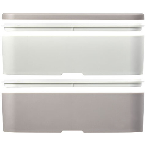 MIYO Renew Doppel-Lunchbox, kieselgrau, elfenbeinweiß, weiss bedrucken, Art.-Nr. 21018291