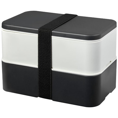 MIYO Renew Doppel-Lunchbox, granitfarben, elfenbeinweiß, schwarz bedrucken, Art.-Nr. 21018294 MIYO Renew Doppel-Lunchbox, granitfarben, elfenbeinweiß, schwarz bedrucken, Art.-Nr. 21018294