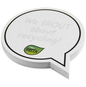 Sticky-Mate® sprechblasenförmige recycelte Haftnotizen, weiss bedrucken, Art.-Nr. 21018601