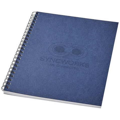 Desk-Mate® A5 recyceltes farbiges Notizbuch mit Spiralbindung, dunkelblau bedrucken, Art.-Nr. 21018755