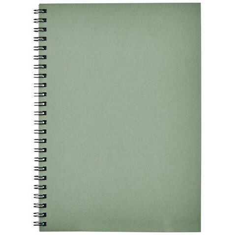 Desk-Mate® A5 recyceltes farbiges Notizbuch mit Spiralbindung, heather grün bedrucken, Art.-Nr. 21018760