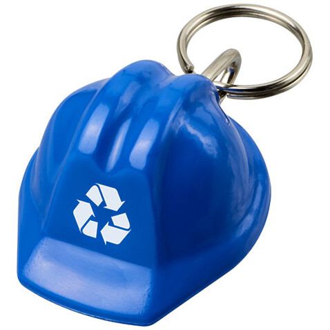 Kolt Schutzhelm Schlüsselanhänger aus recyceltem Material, blau bedrucken, Art.-Nr. 21018952