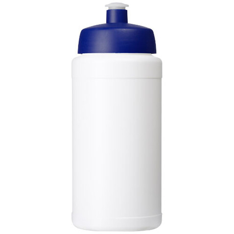 Baseline Recycelte Sportflasche, 500 ml, weiss, blau bedrucken, Art.-Nr. 21044495