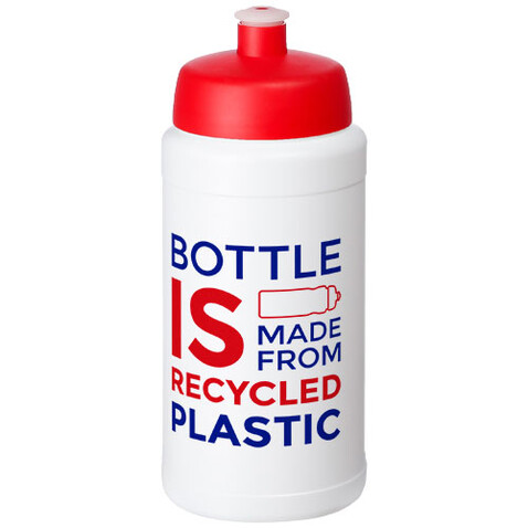Baseline Recycelte Sportflasche, 500 ml, weiss, rot bedrucken, Art.-Nr. 21044496 Baseline Recycelte Sportflasche, 500 ml, weiss, rot bedrucken, Art.-Nr. 21044496