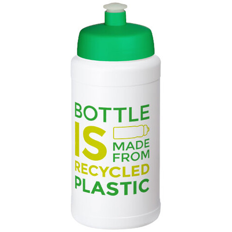 Baseline Recycelte Sportflasche, 500 ml, weiss, grün bedrucken, Art.-Nr. 21044498 Baseline Recycelte Sportflasche, 500 ml, weiss, grün bedrucken, Art.-Nr. 21044498