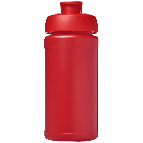 Baseline 500 ml recycelte Sportflasche mit Klappdeckel, rot, rot bedrucken, Art.-Nr. 21046121