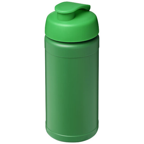 Baseline 500 ml recycelte Sportflasche mit Klappdeckel, grün, grün bedrucken, Art.-Nr. 21046161