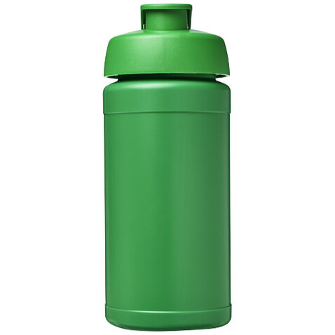 Baseline 500 ml recycelte Sportflasche mit Klappdeckel, grün, grün bedrucken, Art.-Nr. 21046161