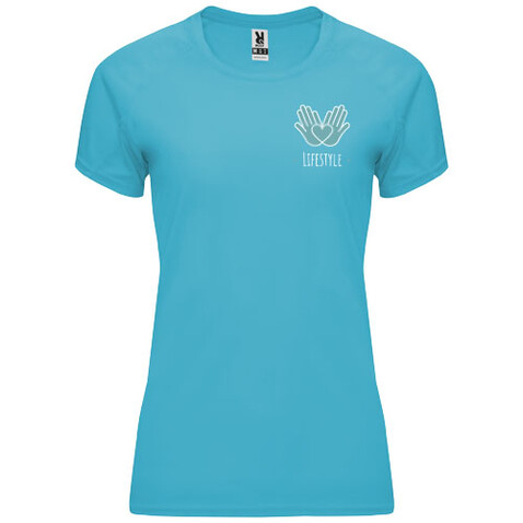 Bahrain Sport T-Shirt für Damen, türkis bedrucken, Art.-Nr. R04084U1
