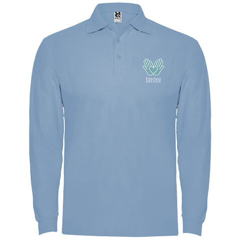Estrella Langarm Poloshirt für Herren, himmelblau bedrucken, Art.-Nr. R66352H1