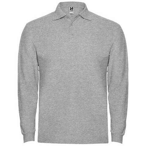 Estrella Langarm Poloshirt für Herren, Marl Grey bedrucken, Art.-Nr. R66352U3