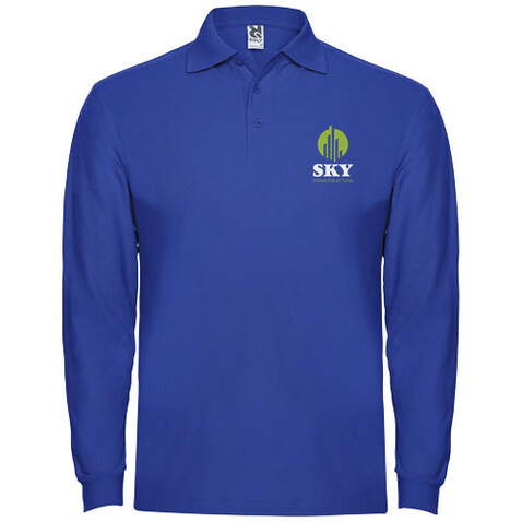 Estrella Langarm Poloshirt für Herren, royalblau bedrucken, Art.-Nr. R66354T5