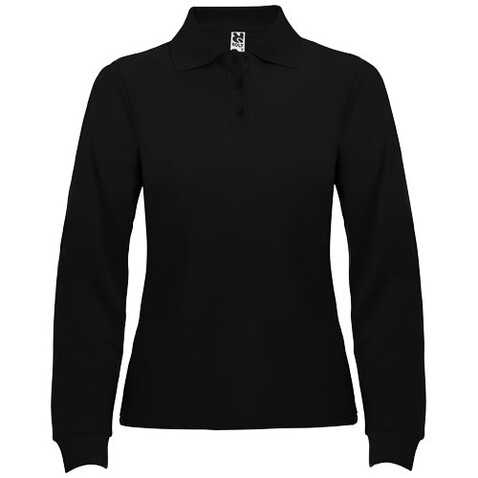 Estrella Langarm Poloshirt für Damen, schwarz bedrucken, Art.-Nr. R66363O2