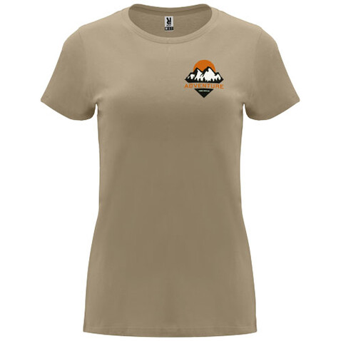 Capri T-Shirt für Damen, sand meliert bedrucken, Art.-Nr. R66831H1