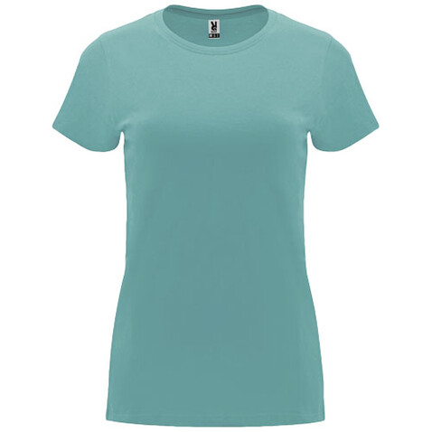 Capri T-Shirt für Damen, Dusty Blue bedrucken, Art.-Nr. R66831M4