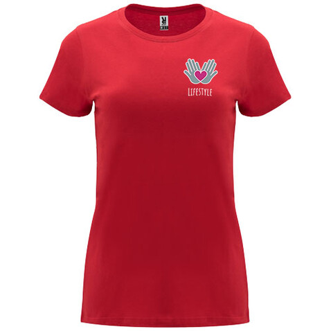 Capri T-Shirt für Damen, rot bedrucken, Art.-Nr. R66834I2