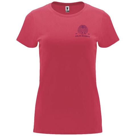 Capri T-Shirt für Damen, Chrysanthemum Red bedrucken, Art.-Nr. R66834K1