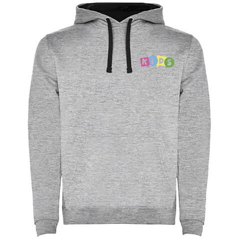 Urban Kapuzenpullover für Kinder, Marl Grey, schwarz bedrucken, Art.-Nr. K10678JG