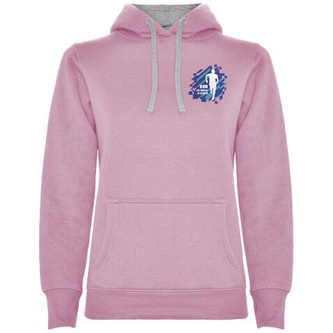 Urban Kapuzenpullover für Damen, hellrosa, Marl Grey bedrucken, Art.-Nr. R10688F4