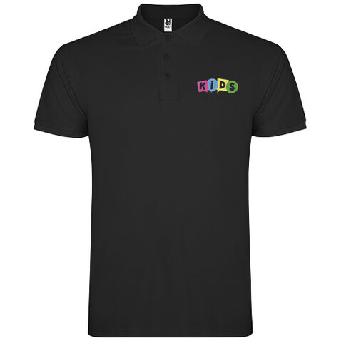 Star Poloshirt für Kinder, schwarz bedrucken, Art.-Nr. K66383OG