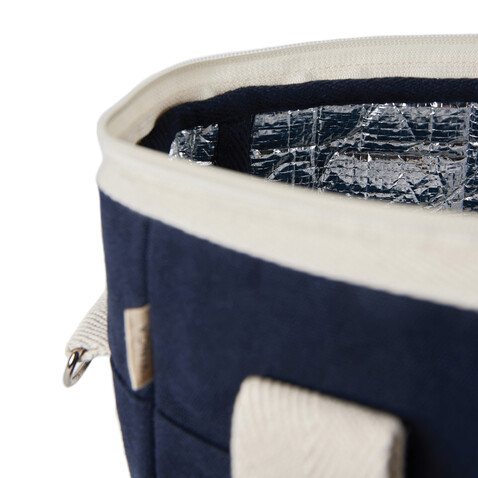 VINGA Volonne AWARE™ Kühltasche aus recyceltem Canvas blau, off white bedrucken, Art.-Nr. V422115