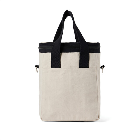 VINGA Volonne AWARE™ Kühltasche aus recyceltem Canvas off white, schwarz bedrucken, Art.-Nr. V422113