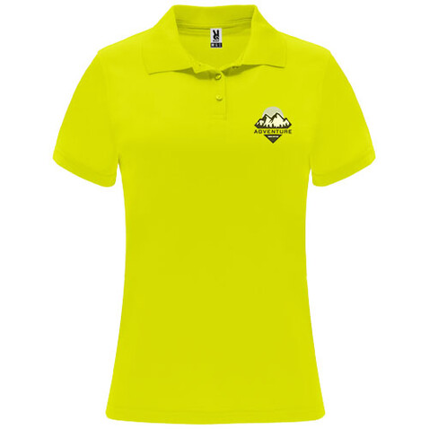 Monzha Sport Poloshirt für Damen, Fluor Yellow bedrucken, Art.-Nr. R04101C1