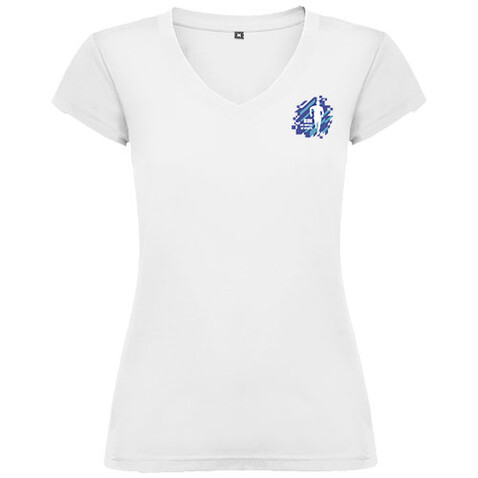 Victoria T-Shirt mit V-Ausschnitt für Damen, weiss bedrucken, Art.-Nr. R66461Z1