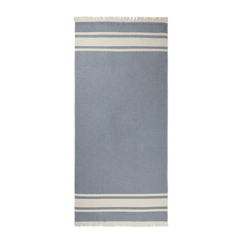 VINGA Tolo Hamam-Frottierhandtuch navy blau, beige bedrucken, Art.-Nr. V450205