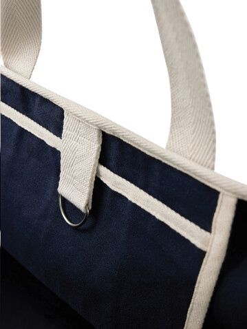 VINGA Volonne AWARE™ Strandtasche aus recyceltem Canvas blau, off white bedrucken, Art.-Nr. V762035