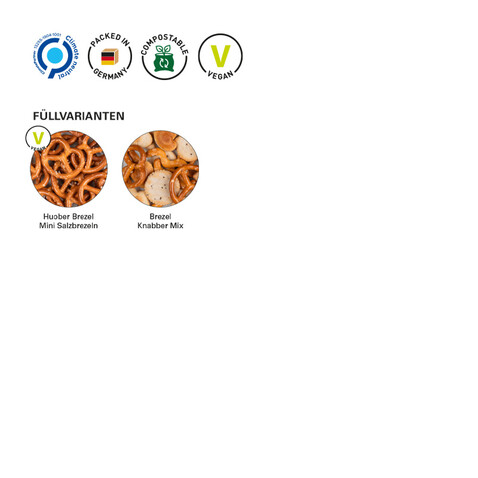 Snack Miditüte, 10 g, kompostierbare Folie weiß, Knabber Mix bedrucken, Art.-Nr. 1025.00001
