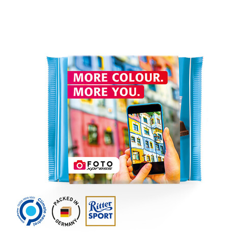 Ritter SPORT 100g im Werbeschuber, Alpenmilch bedrucken, Art.-Nr. 1049.00015