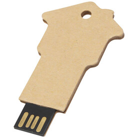 Haus USB-Stick 2.0 aus recyceltem Papier, Kraftpapier, 1GB bedrucken, Art.-Nr. 1Z50106D