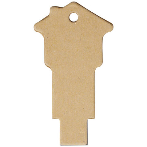 Haus USB-Stick 2.0 aus recyceltem Papier, Kraftpapier, 1GB bedrucken, Art.-Nr. 1Z50106D