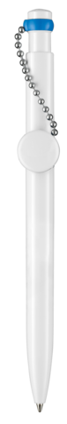 Kugelschreiber PIN PEN–weiss/himmel-blau bedrucken, Art.-Nr. 00060_0101_1301