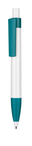 Kugelschreiber SCREEN–weiss/petrol-türkis bedrucken, Art.-Nr. 02600_0101_1101