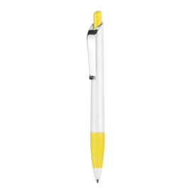 Kugelschreiber BOND SHINY–weiss/zitronen-gelb bedrucken, Art.-Nr. 08910_0101_0200