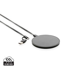 10W Wireless Charger aus RCS Standard recyceltem Kunststoff schwarz bedrucken, Art.-Nr. P308.661